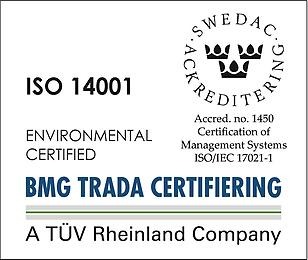 Certifieringsmärke för ISO 14001.